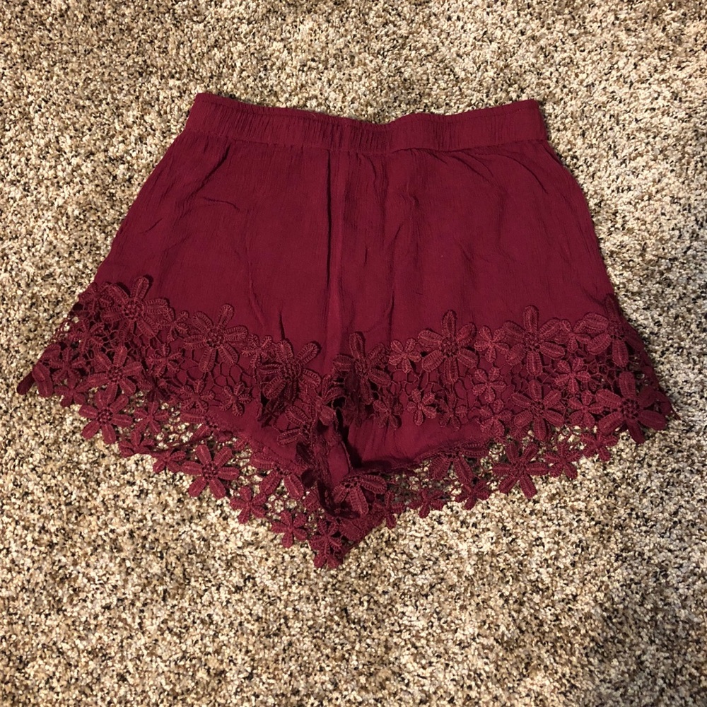 Maroon floral shorts